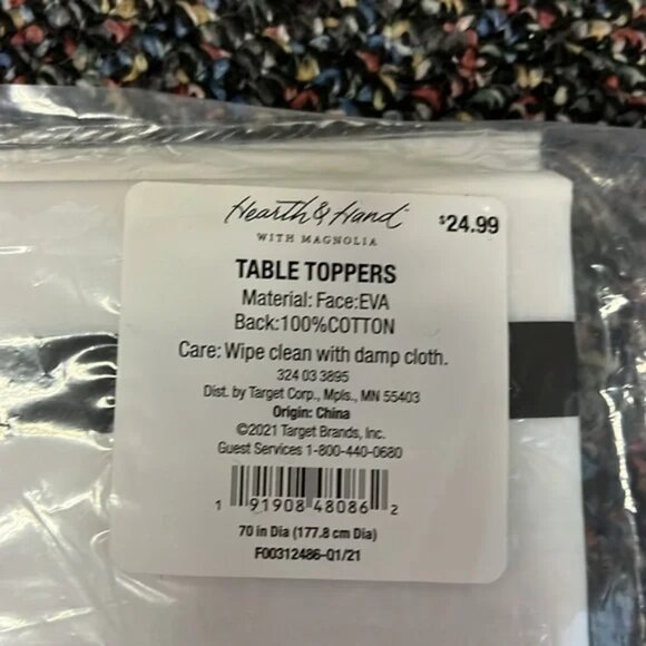 Round Striped Oil Canvas Tablecloth Black/White - Hearth & Hand with Magnolia - Picture 5 of 5